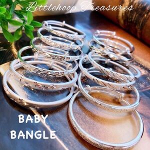 Baby Silver Bangles, Toddler girl silver bracelet, adjustable baby bangles